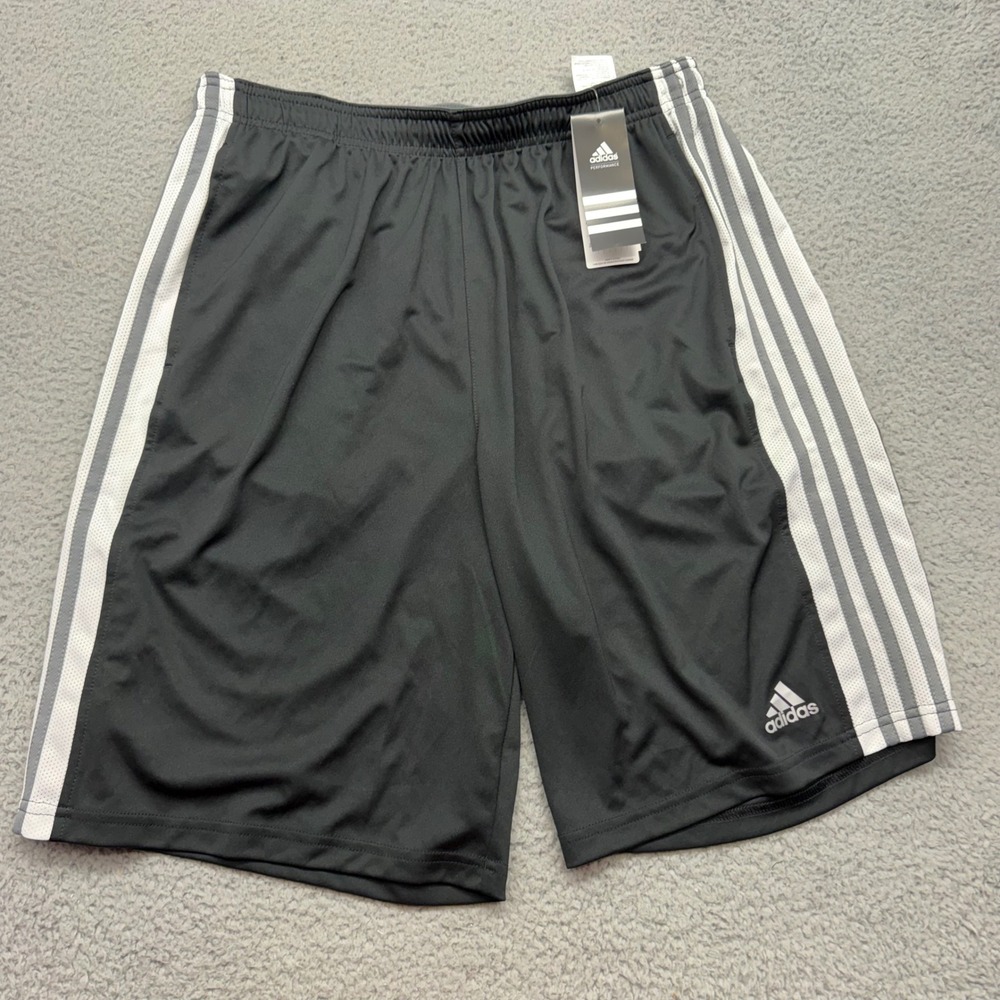 Adidas AA2927 Mens Large Black Climalite Performance 3-Stripe Basketball Shorts